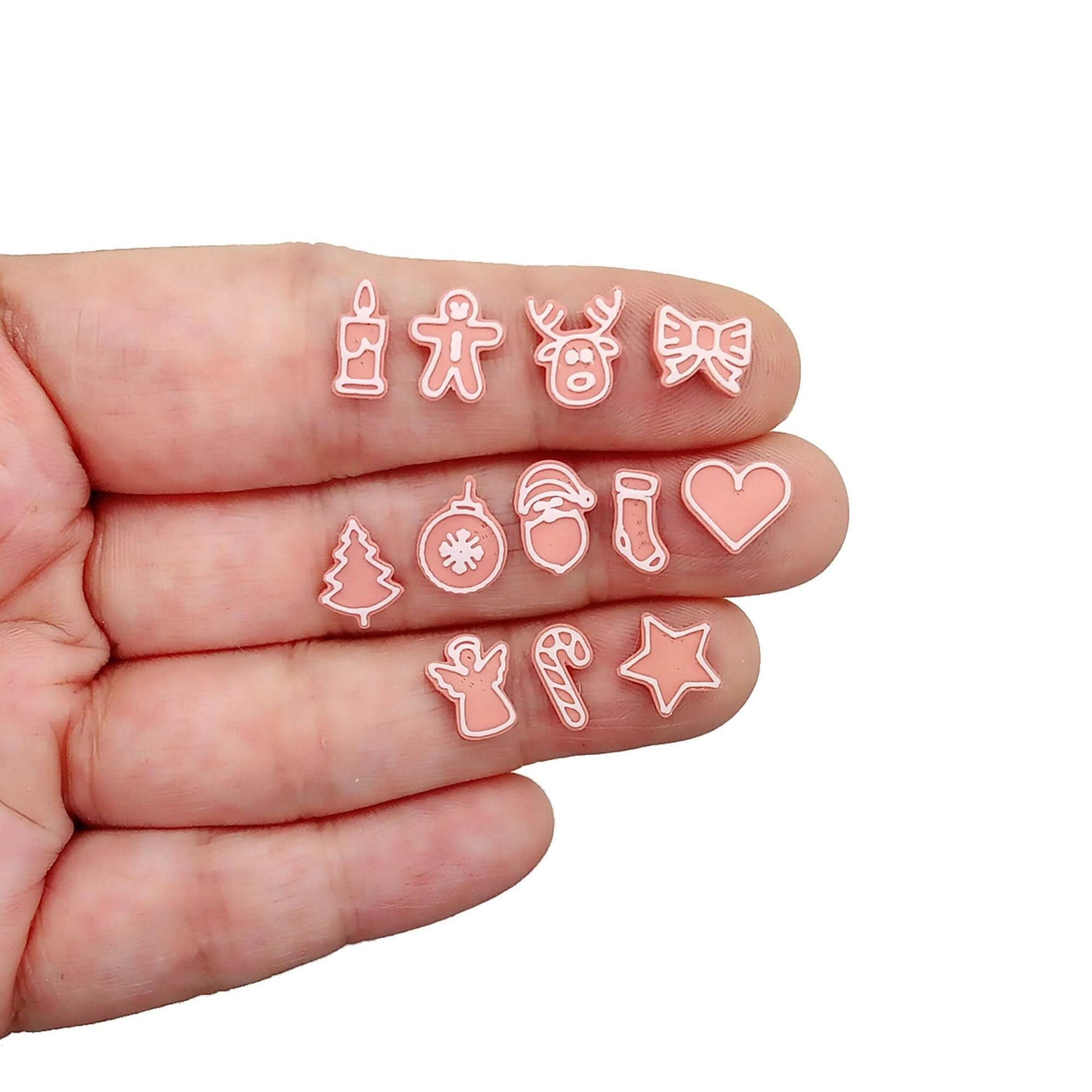 Tiny gingerbread cookies for dollhouse miniatures: brown Christmas-themed faux cookies with white icing