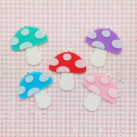 Cute colorful mushroom charm pairs for making earrings.