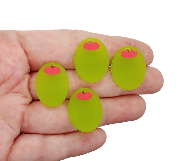 Tiny Olives Charms, Cute Laser-Cut Acrylic Food, 4 Pieces