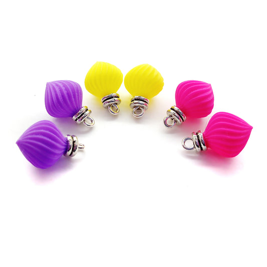 Pink, Purple, and Yellow tiny ornament charms for Christmas earrings.