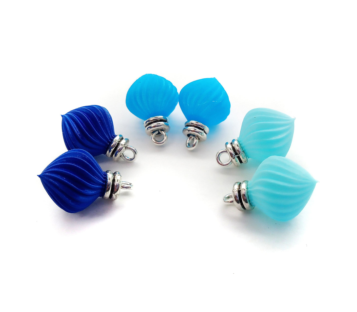 Blue Mini Ornament Charms for Holiday Earrings, Cute Matching Pairs, 6 pc