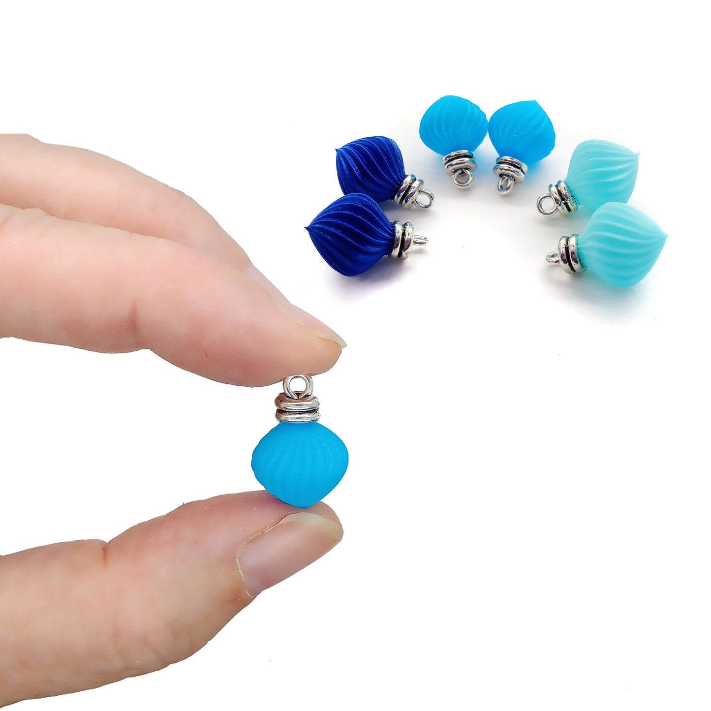 Blue Mini Ornament Charms for Holiday Earrings, Cute Matching Pairs, 6 pc