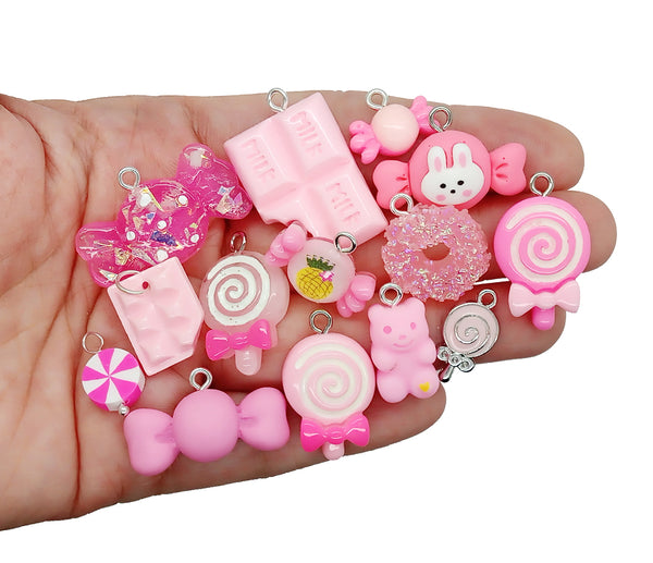 Pink Candy Charms - Mixed Sweets Lollipop Chocolate Kawaii Charms