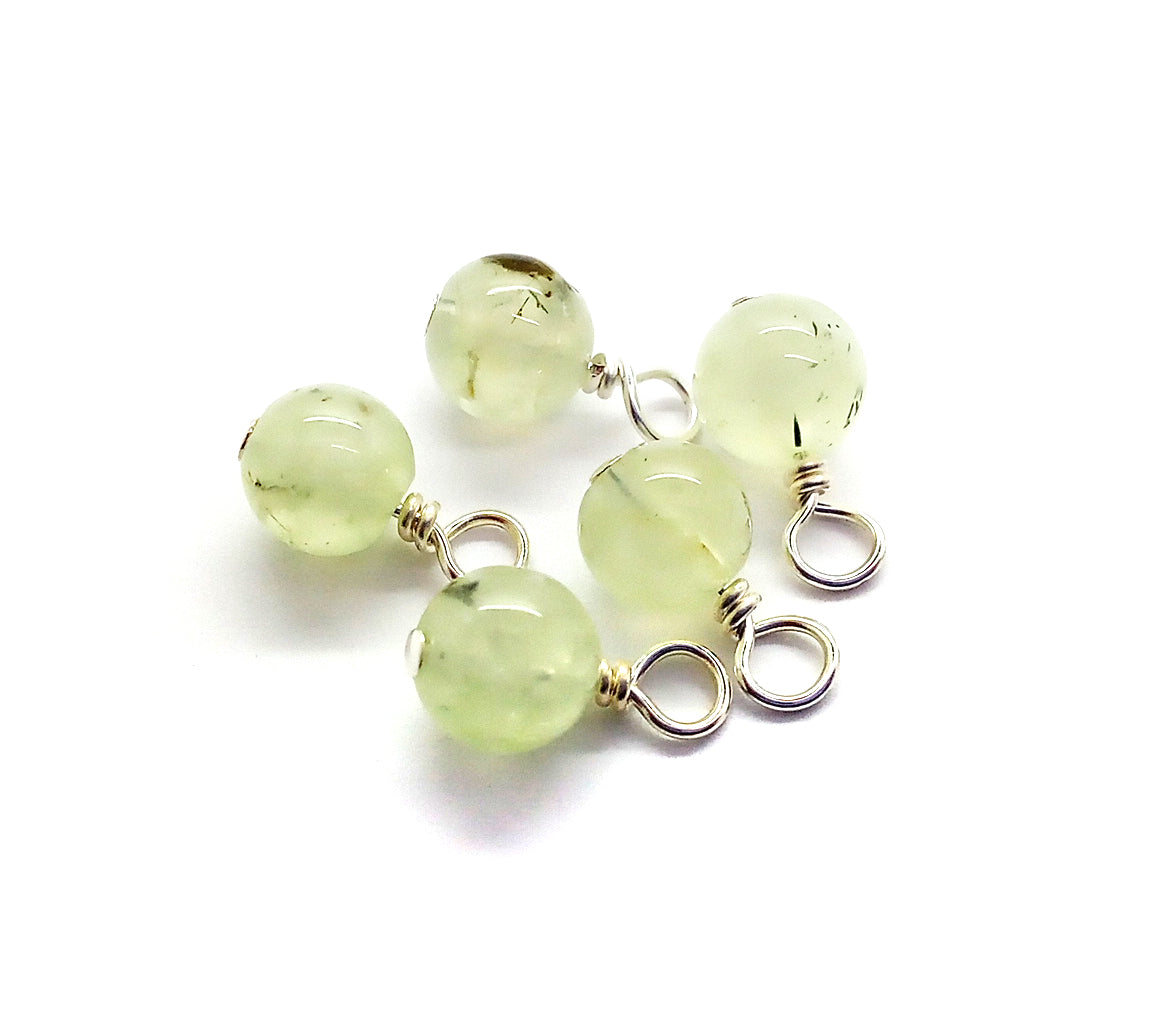Prehnite Gemstone Dangles, 6mm Natural Bead Charms