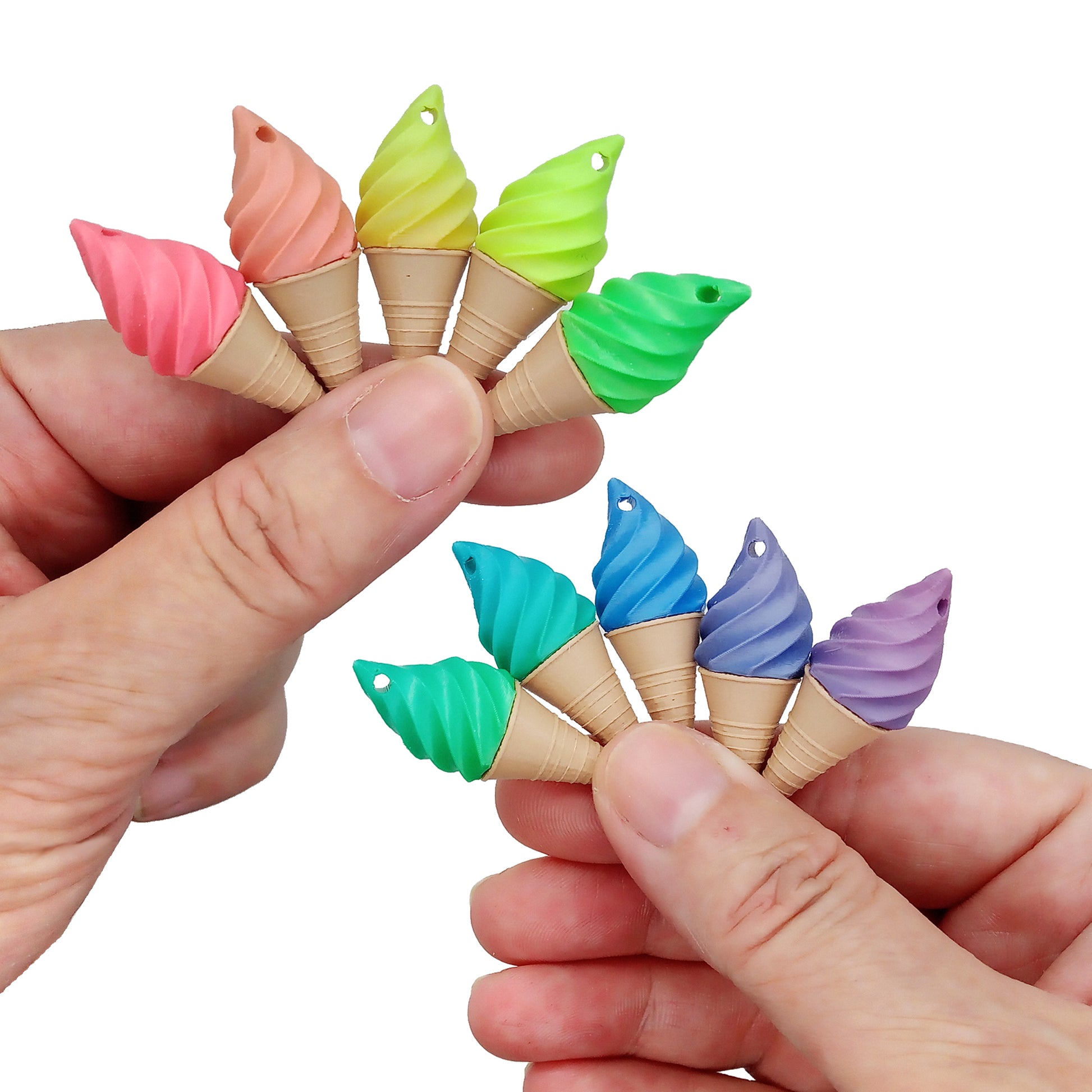 Rainbow sherbet ice cream charms or pendants.