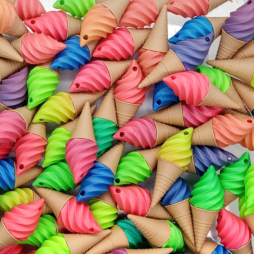 Sherbet Ice Cream Pendants, 1.5 inch Rainbow Ombre Foods, 8 pc Mix or Matching Pairs