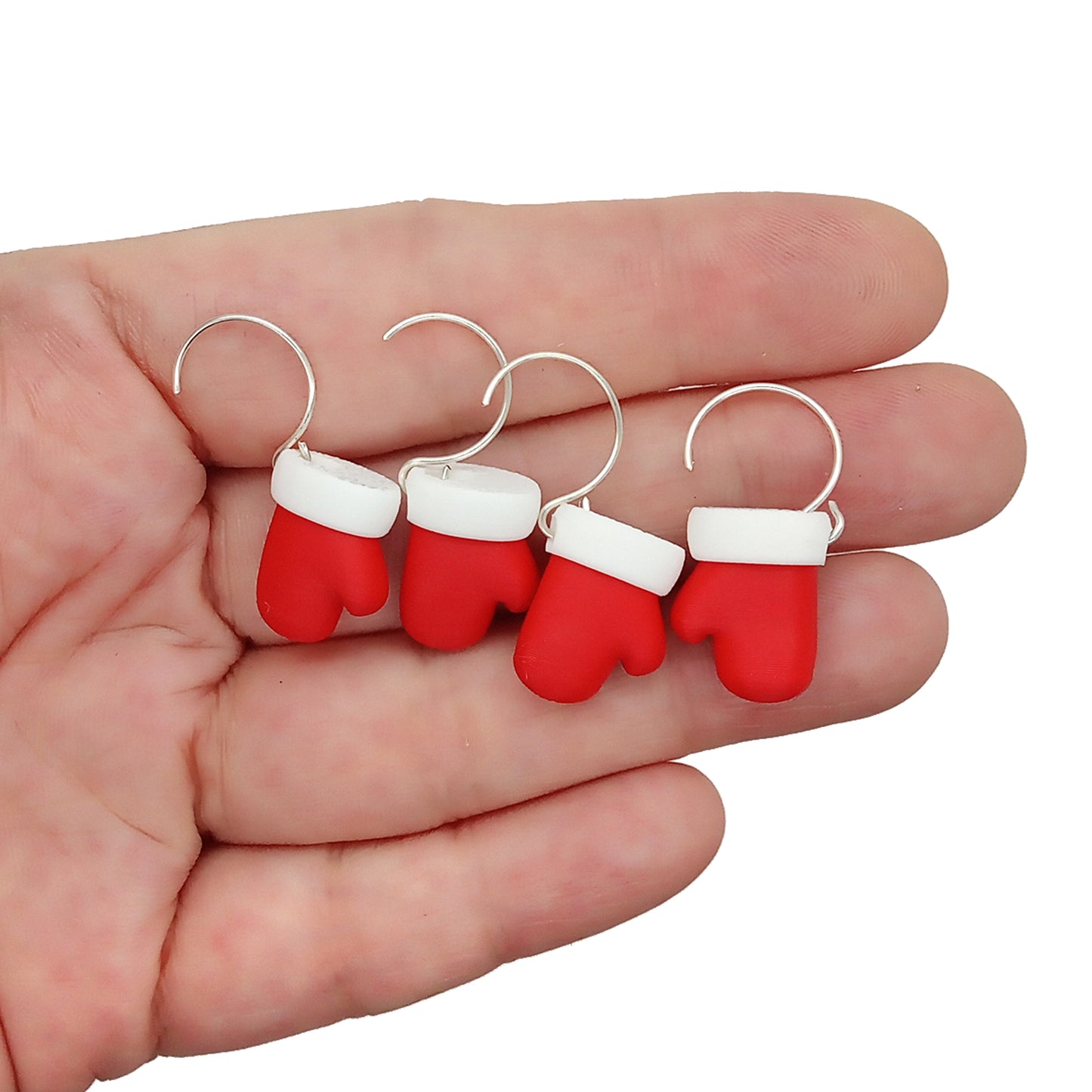 Cute Mitten Ornaments for Miniature Christmas Trees, 8 pieces, Red