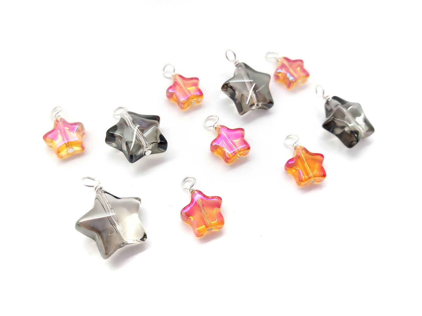 Halloween Star Glass Bead Charms, 10 pieces