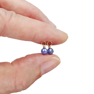 Beautiful purple tanzanite charms: tiny 4mm tanzanite gemstone bead dangle charms for December birthstone jewelry.