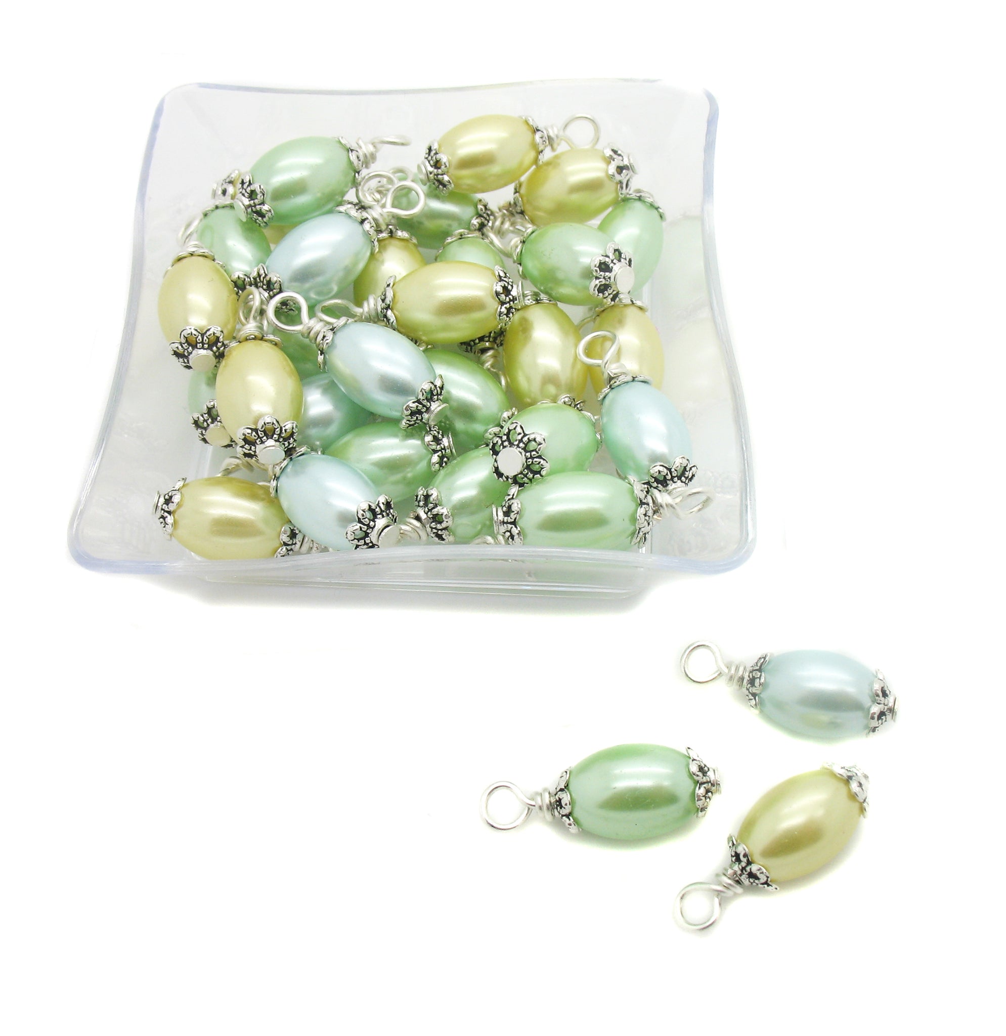 Pastel Pearl Dangles - Easter Egg Glass Bead Charms - Adorabilities Charms & Trinkets