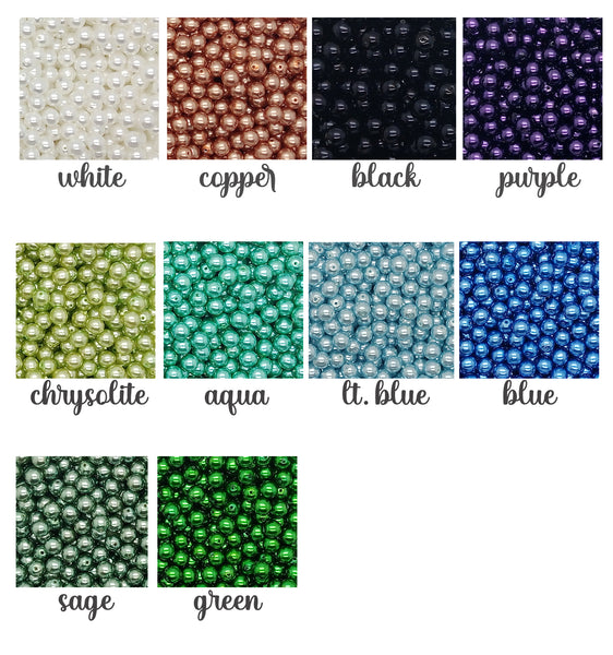 6mm Glass Pearl Dangles, 10 pc Small Bead Charms - Adorabilities Charms & Trinkets