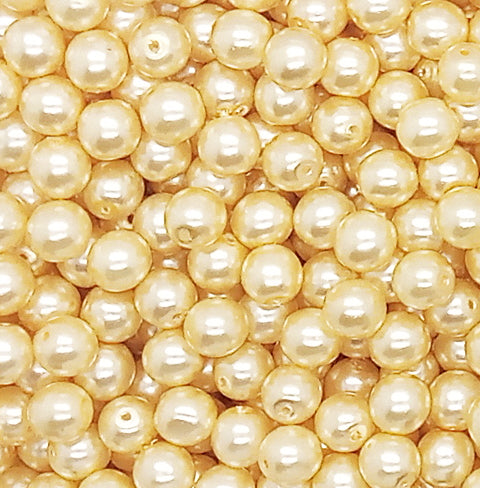 Cream 6mm Glass Pearl Dangles, 10 pc Small Bead Charms - Adorabilities Charms & Trinkets