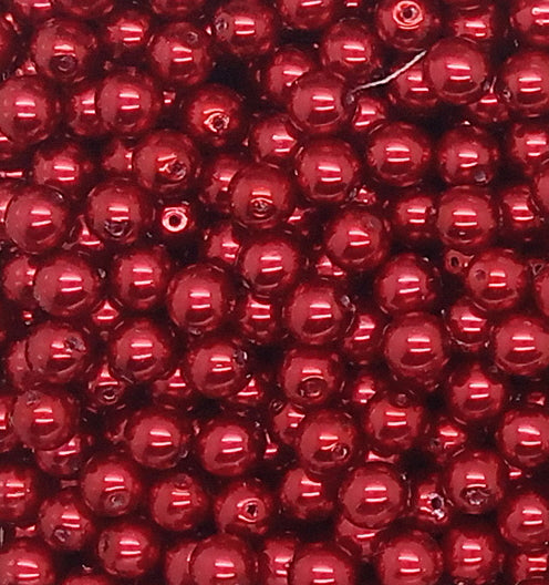 Red 6mm Glass Pearl Dangles, 10 pc Small Bead Charms - Adorabilities Charms & Trinkets