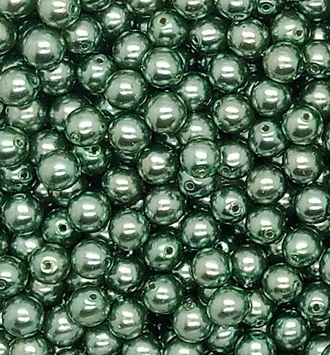 Green 6mm Glass Pearl Dangles, 10 pc Small Bead Charms - Adorabilities Charms & Trinkets