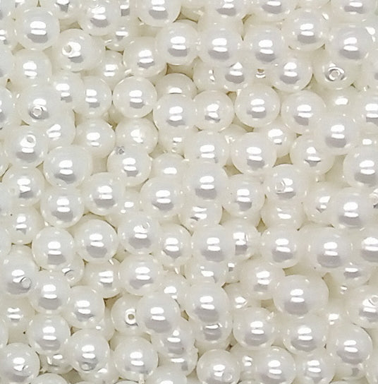 White 6mm Glass Pearl Dangles, 10 pc Small Bead Charms - Adorabilities Charms & Trinkets