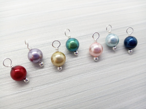Crystal Pearl Bead Charms, Small Red 6mm Dangles - Adorabilities Charms & Trinkets