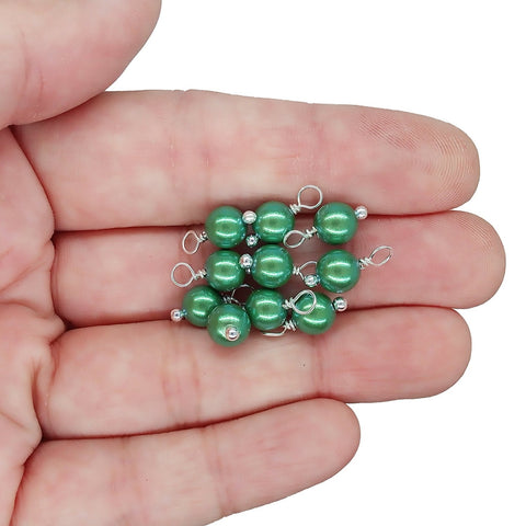 Crystal Pearl Bead Charms, Small Green 6mm Dangles - Adorabilities Charms & Trinkets