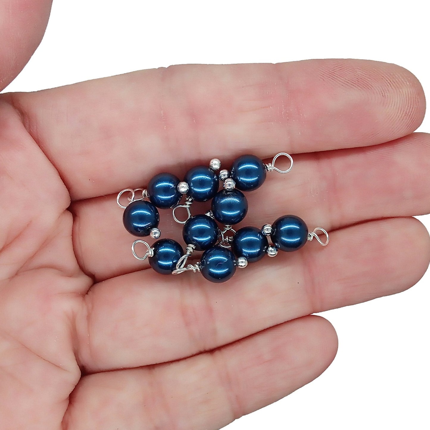Crystal Pearl Bead Charms, Small Navy Blue 6mm Dangles - Adorabilities Charms & Trinkets