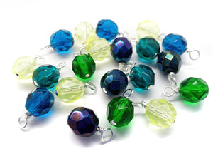 10 pc Colorful Dangles, 8mm Fire-Polished Bead Charms, Pacific Mix