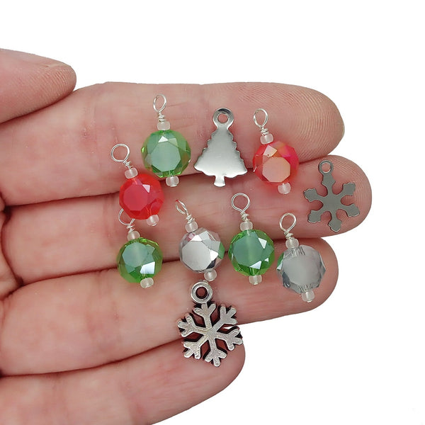 Christmas Charm Mix - Glass Dangles and Winter Themed Charms - Adorabilities Charms & Trinkets