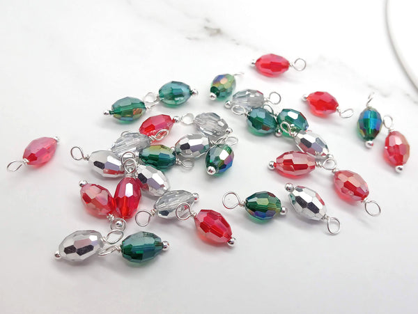 Pretty Faceted Bead Dangles in Christmas Colors - Adorabilities Charms & Trinkets