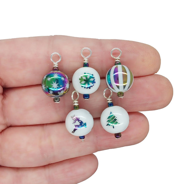Colorful Christmas Bead Charms, Rainbow Holiday Dangles - Adorabilities Charms & Trinkets