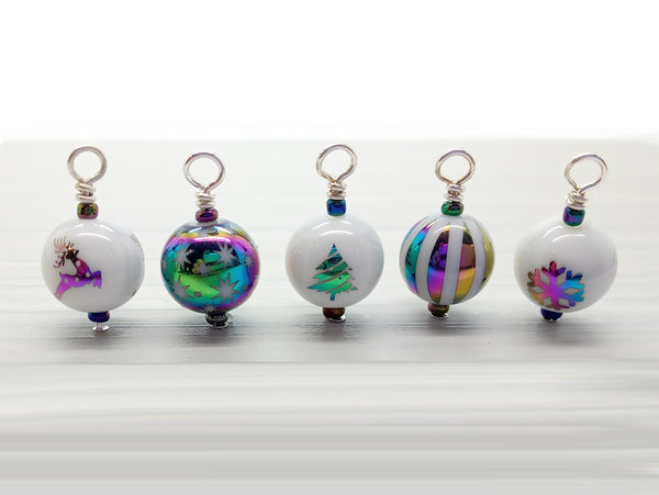 Colorful Christmas Bead Charms, Rainbow Holiday Dangles - Adorabilities Charms & Trinkets