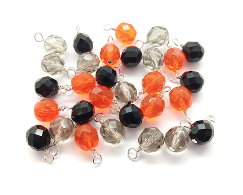 Halloween Bead Dangle Charms with Orange & Black Fire-Polished Beads