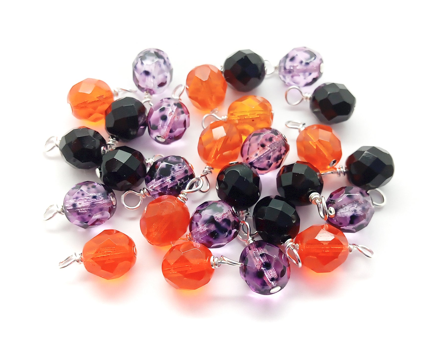 Orange Black and Purple Bead Dangles for Halloween Jewelry