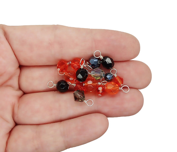 Tiny Glass Bead Dangles in Halloween Colors