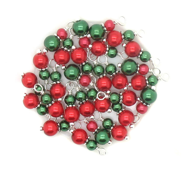 Christmas Charms - Pretty Red & Green Bead Charm Dangles Xmas - Adorabilities Charms & Trinkets