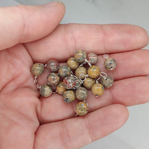 Leopard Skin Agate 6mm Bead Charms, Gemstone Dangles - Adorabilities Charms & Trinkets