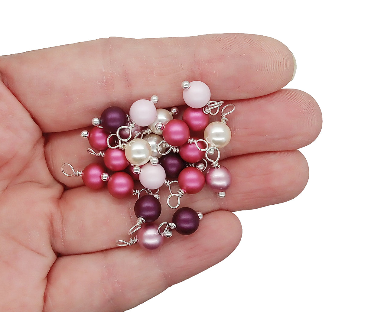 Crystal Dangles Mix, 20pc Pink and Mauve Pearl Charms