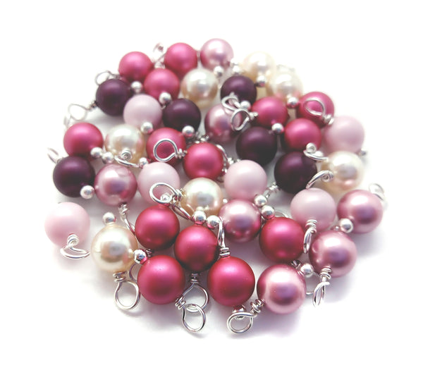 Crystal Dangles Mix, 20pc Pink and Mauve Pearl Charms