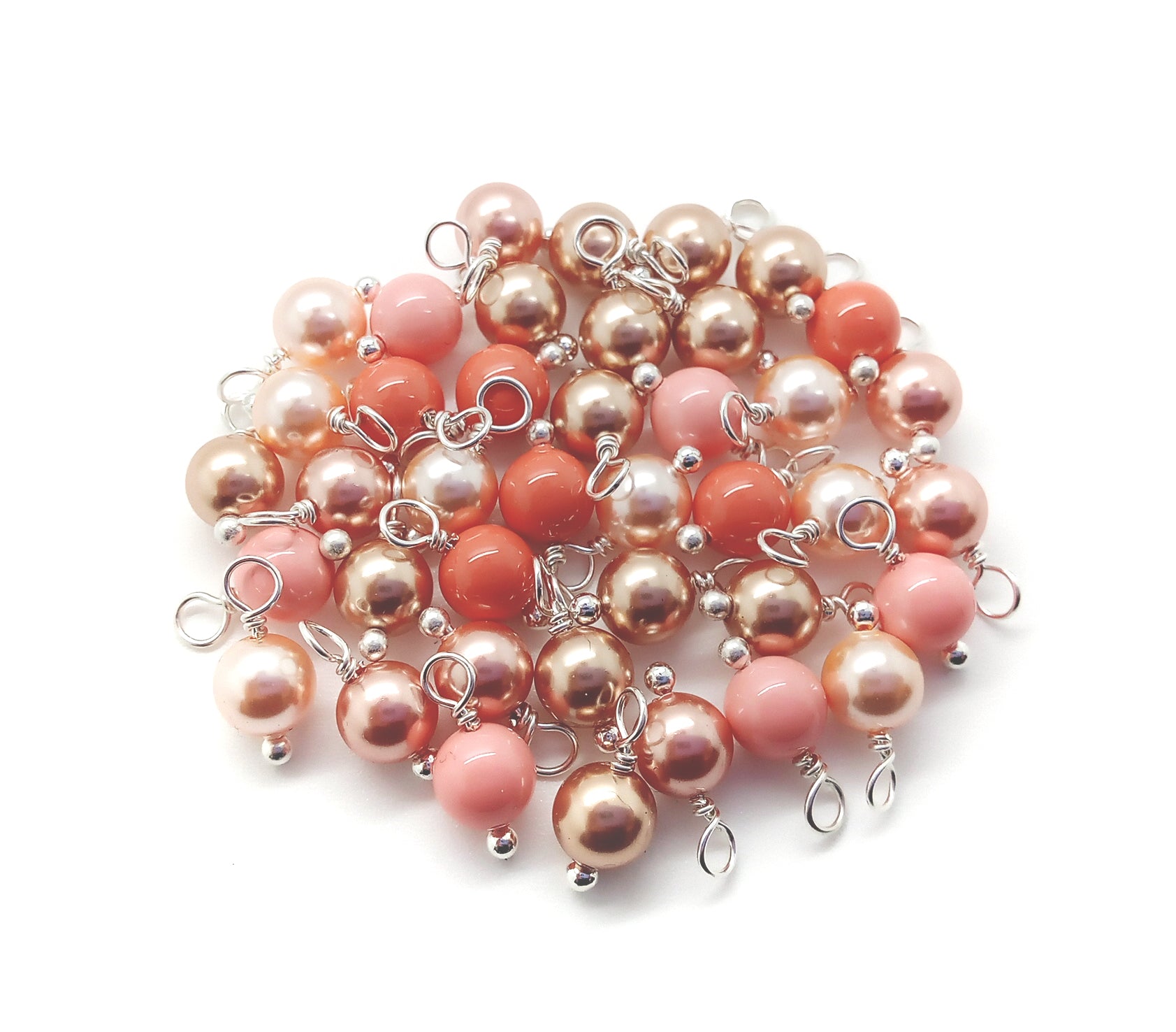 Crystal Charms Mix, 20pc Peach and Pink Pearl Dangles