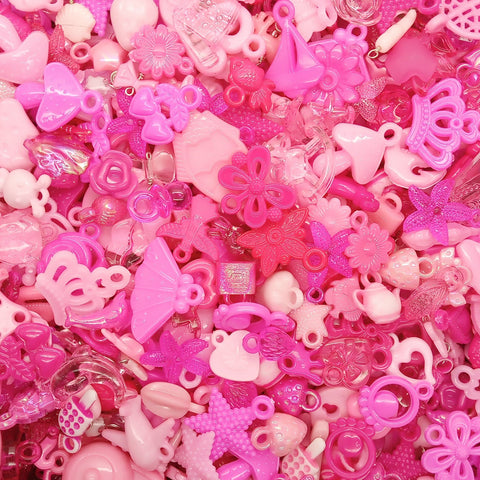 Pink Kawaii Charm Mix, 25pc Cute Resin Cabochon Charm Grab Bag