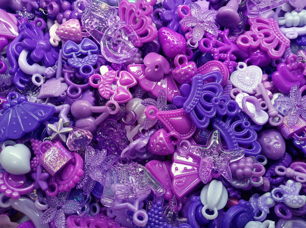 Purple Acrylic Charms - 30 pc Bulk Colorful Trinkets for Crafts
