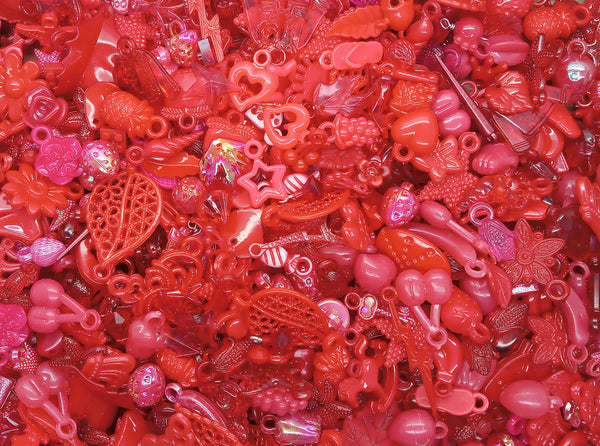Red Acrylic Charms - 30 pc Bulk Colorful Trinkets for Crafts