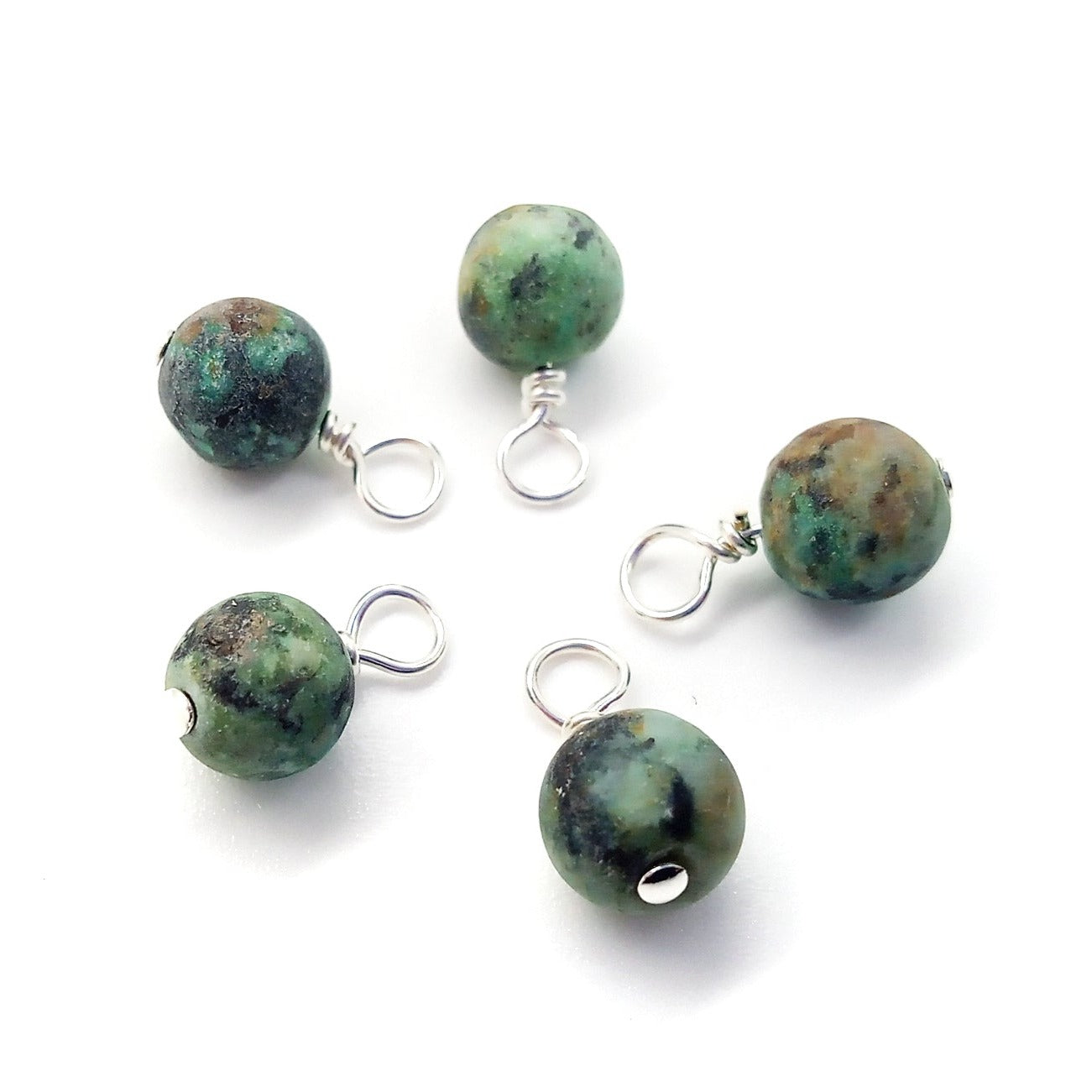 African Turquoise 6mm Bead Charms, Natural Blue Gemstone Dangles - Adorabilities Charms & Trinkets