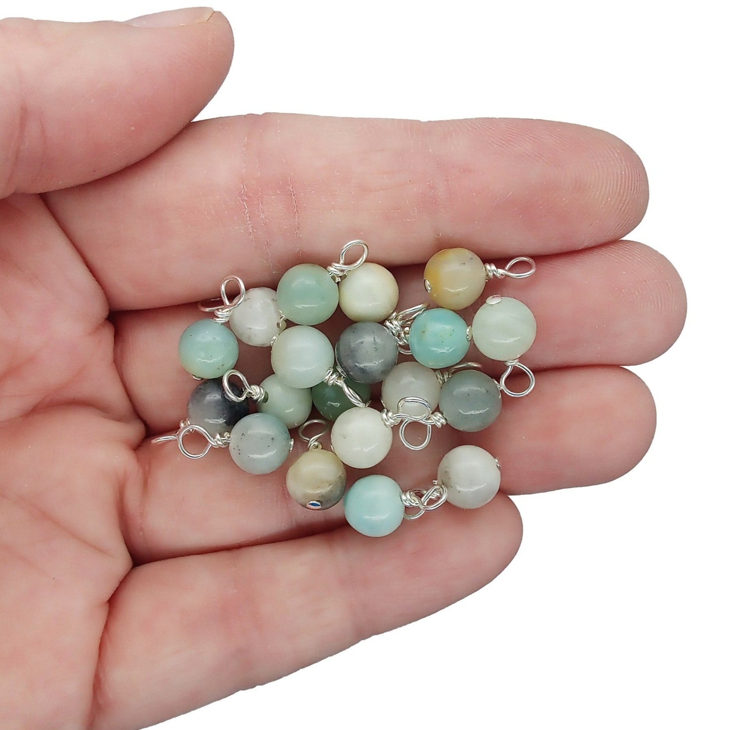 Amazonite 6mm Bead Charms, Gemstone Dangles - Adorabilities Charms & Trinkets