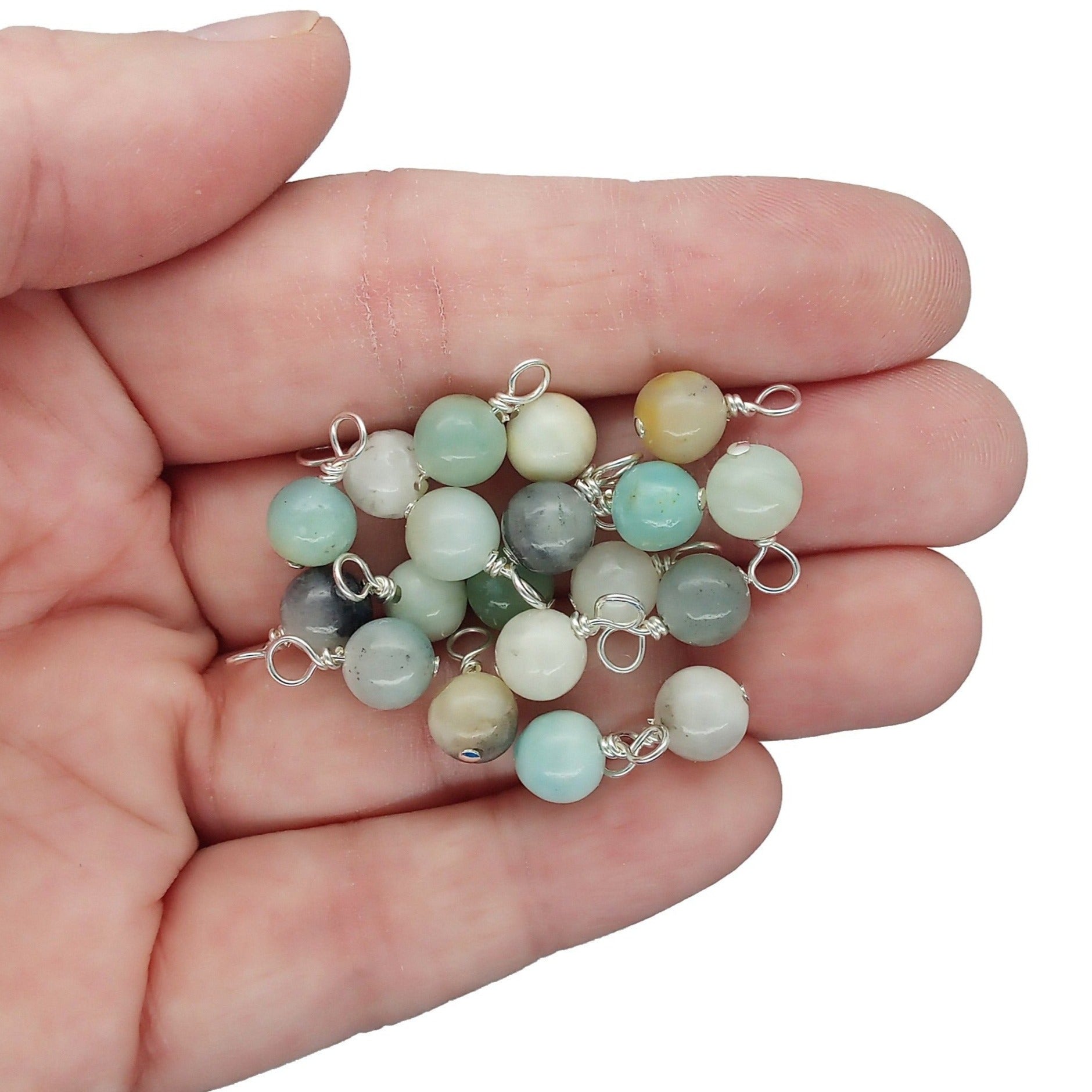Amazonite 6mm Bead Charms, Gemstone Dangles - Adorabilities Charms & Trinkets
