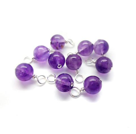 Amethyst 6mm Bead Charms, A Grade, Flower or Matte Gemstone Dangles - Adorabilities Charms & Trinkets