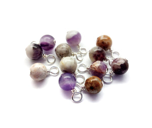 Chevron Amethyst 6mm Bead Charms, Natural Gemstone Dangles