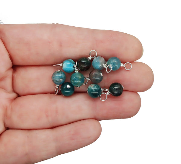Teal Blue Apatite 6mm Gemstone Bead Charms - Adorabilities Charms & Trinkets