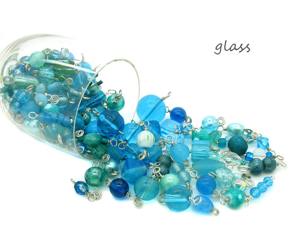 Aqua Bead Charms - 25 pc Grab Bag Acrylic Glass Crystal Natural Styles - Adorabilities Charms & Trinkets