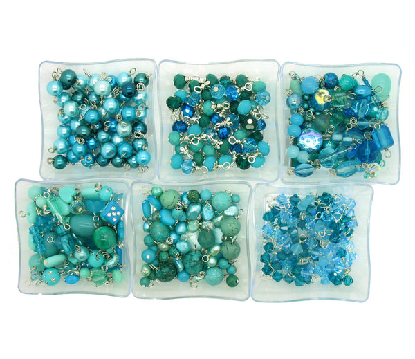 Aqua Bead Charms - 25 pc Grab Bag Acrylic Glass Crystal Natural Styles - Adorabilities Charms & Trinkets