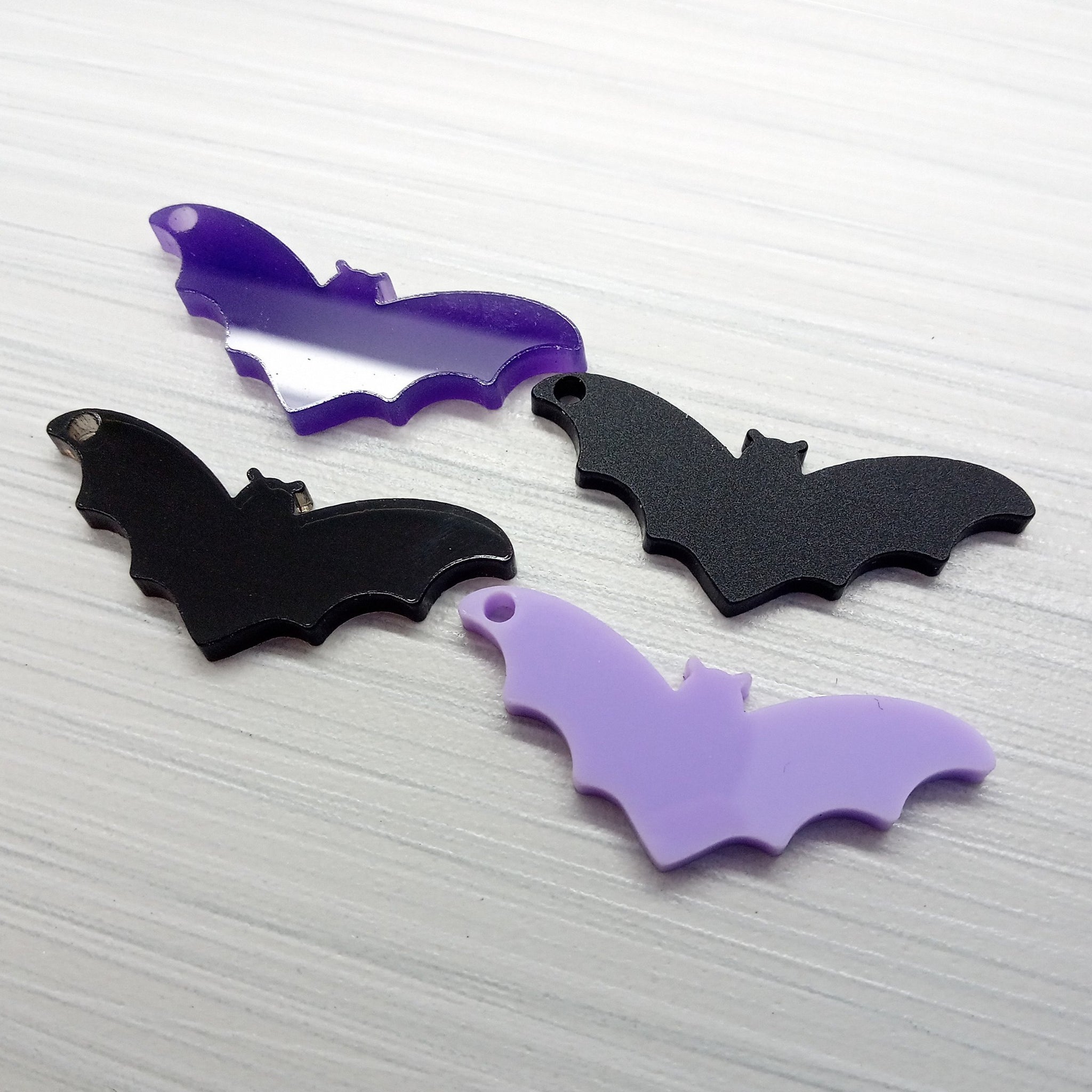Halloween Bat Charms, Purple and Black Laser-cut Bats - Adorabilities Charms & Trinkets