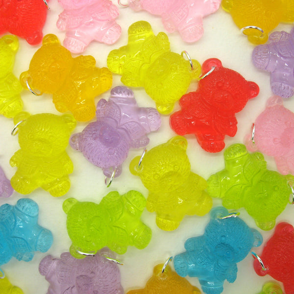 Colorful Bear Charms - Cute Teddy Resin Cabochons - Adorabilities Charms & Trinkets