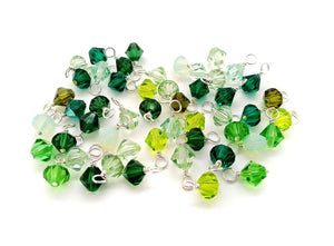 Green Bicone Dangles, 25 Crystal 6mm Bead Charms