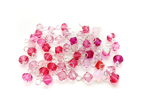 Pink Bicone Dangles, 25 Crystal 6mm Bead Charms